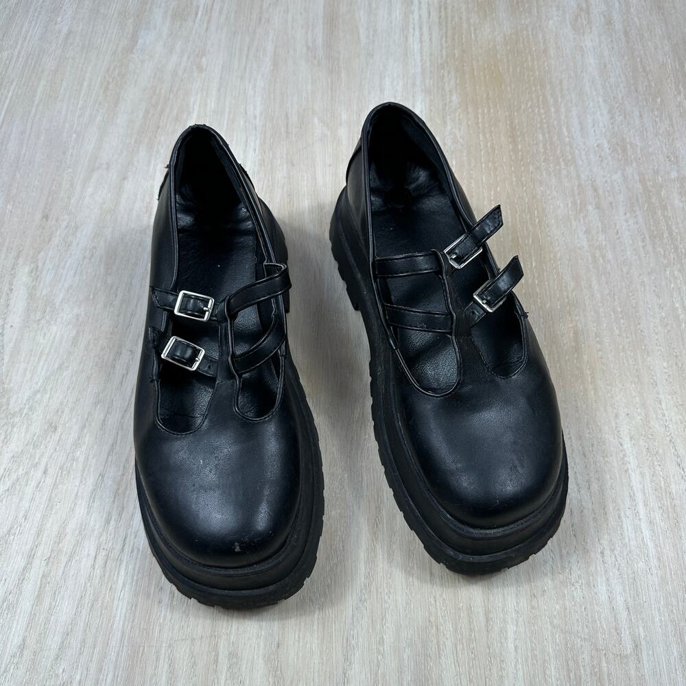 Urban Outfitters Black Platform Mary Jane Chunky Lug Sole Buckle Shoes 9 Alt